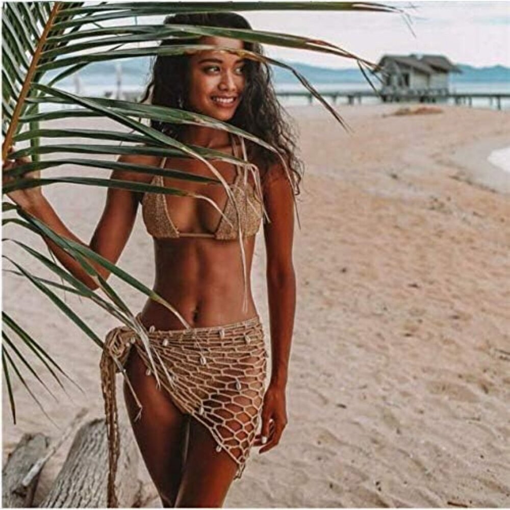 Swimwear Cover Up Cotton Crochet Sarong Beach Shawl Wrap Surfer Fashion - Picture 2 of 3